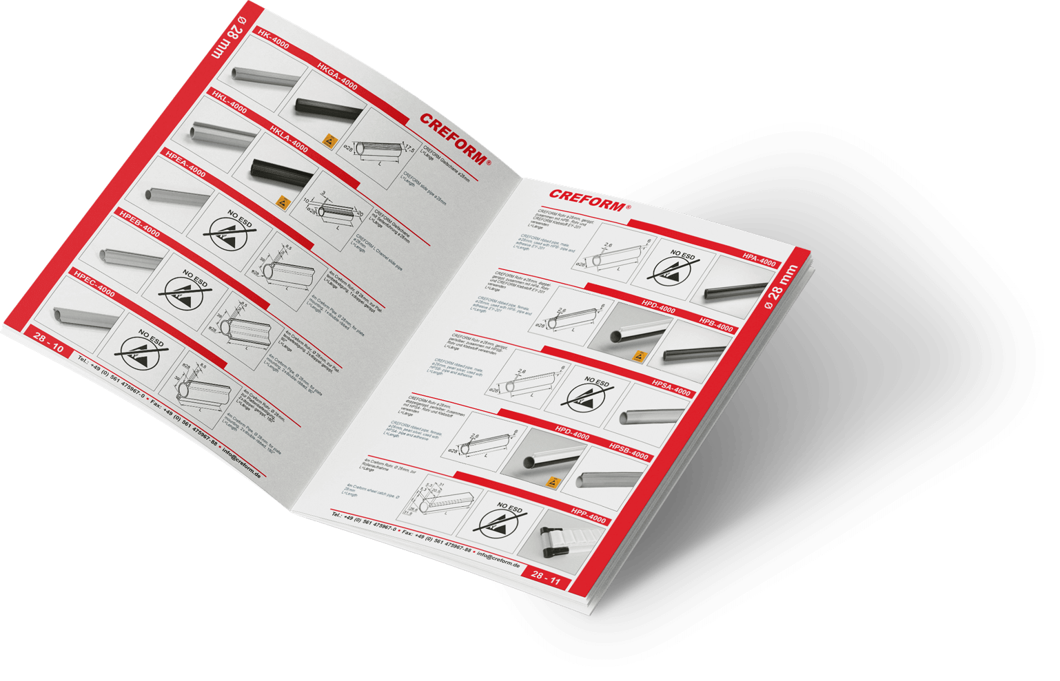 Aufgeschlagener CREFORM Katalog